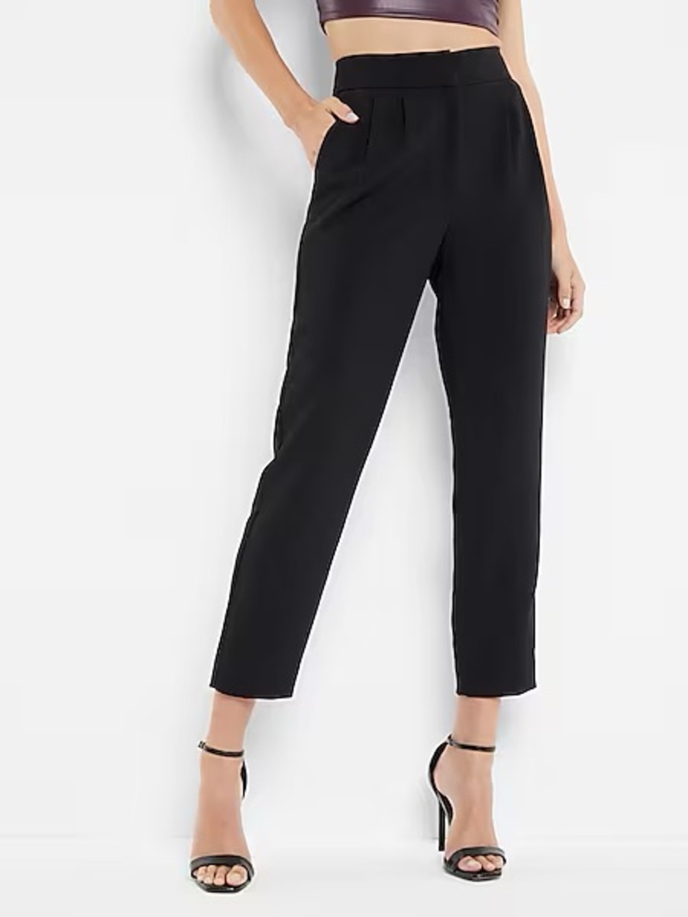 4/$20 Express Black Super High Rise Pleated Ankle Pants Size 10R NWT
